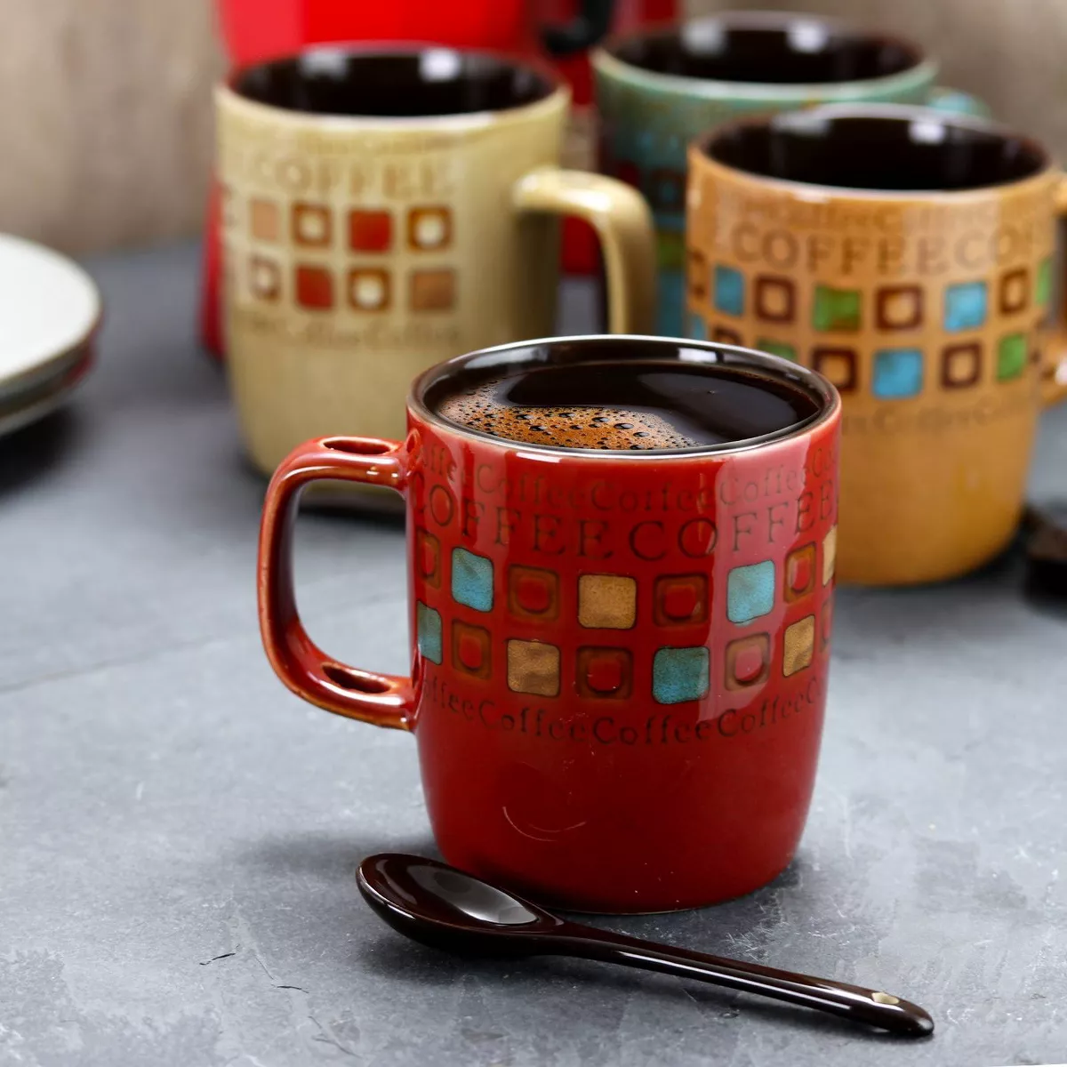 Gibson Home 13oz 8pk Stoneware Mr. Coffee Cafe Americano Mug Set