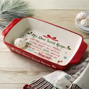 DEMDACO Santa and Mrs. Claus' Secret Recipe Baking Dishes - Set of 2 Red