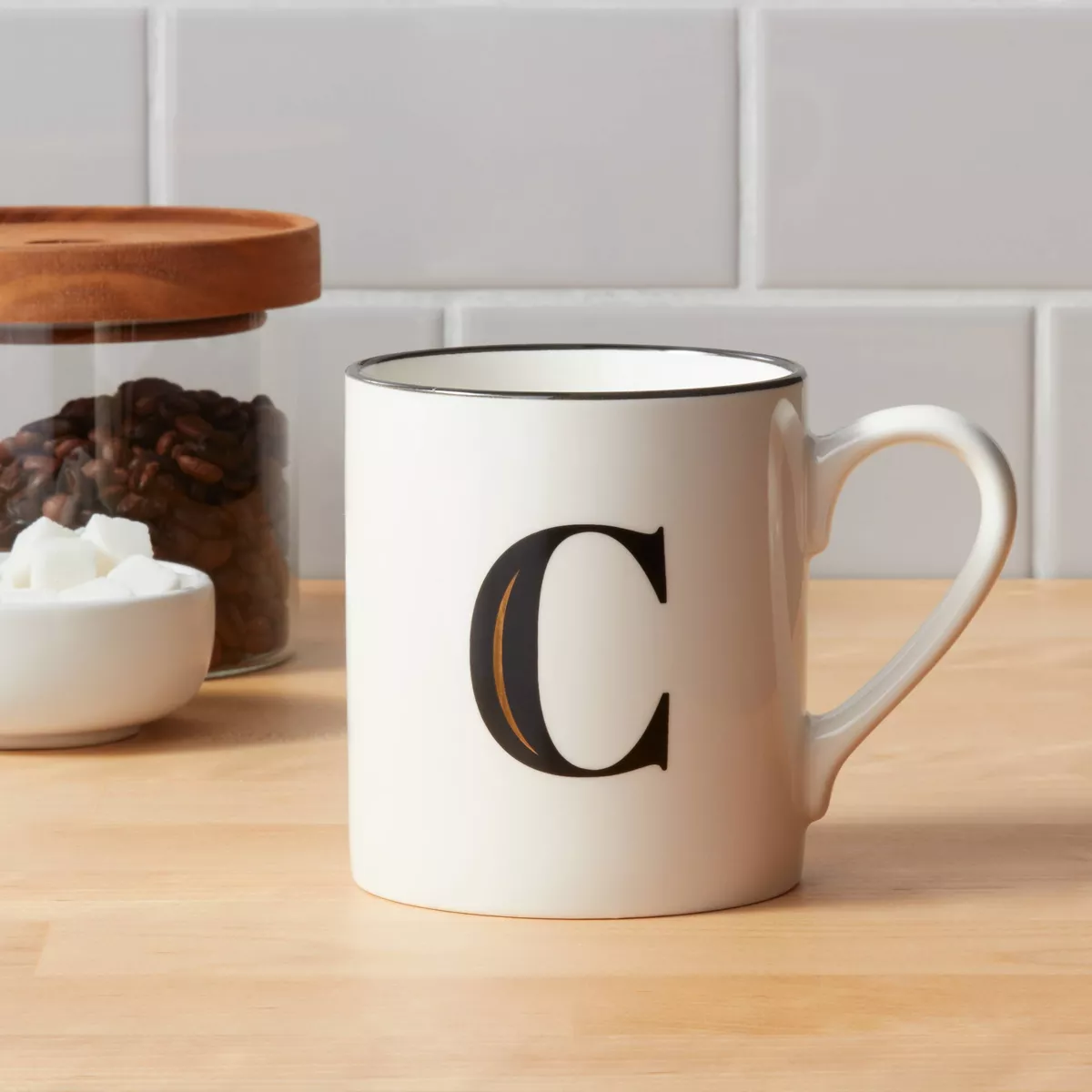 16oz Stoneware Monogram C Mug White - Threshold™