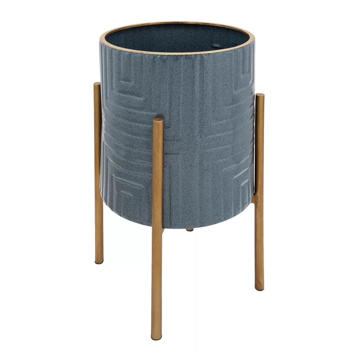 Set of 2 Planter on Metal Stand Turquoise/Gold - Sagebrook Home
