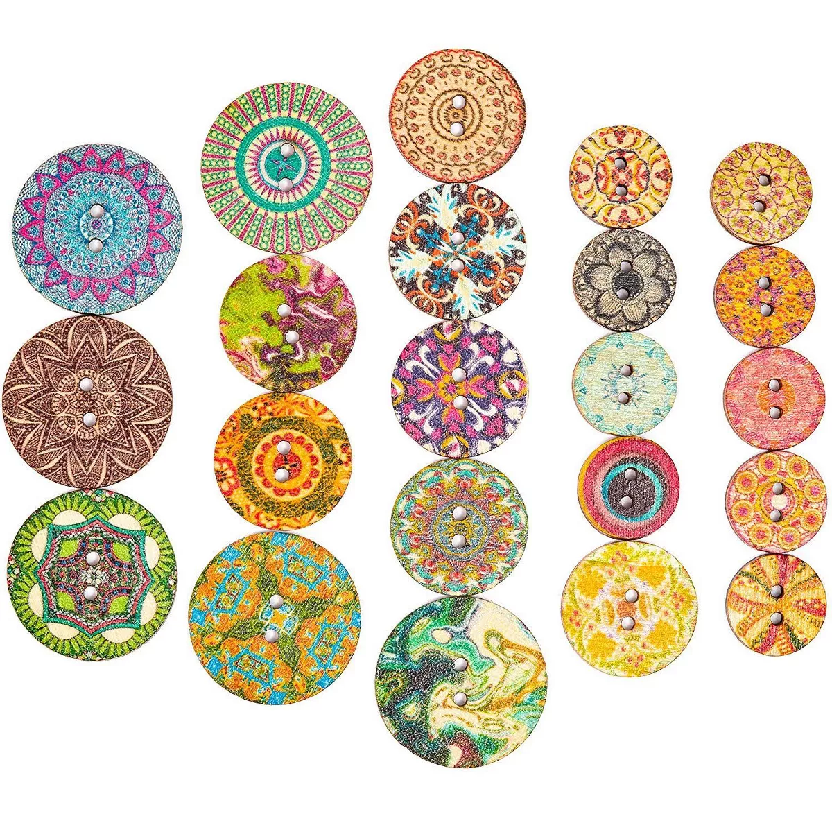 Wood Buttons for Crafts (2 Hole, 450 Pack)