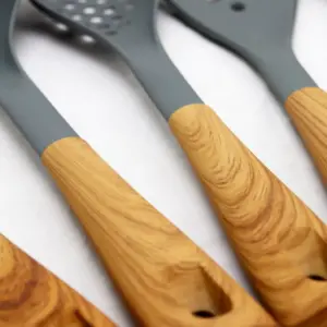 Oster Everwood Kitchen 5-Piece Nylon Tools Set with Wood Inspired Handles