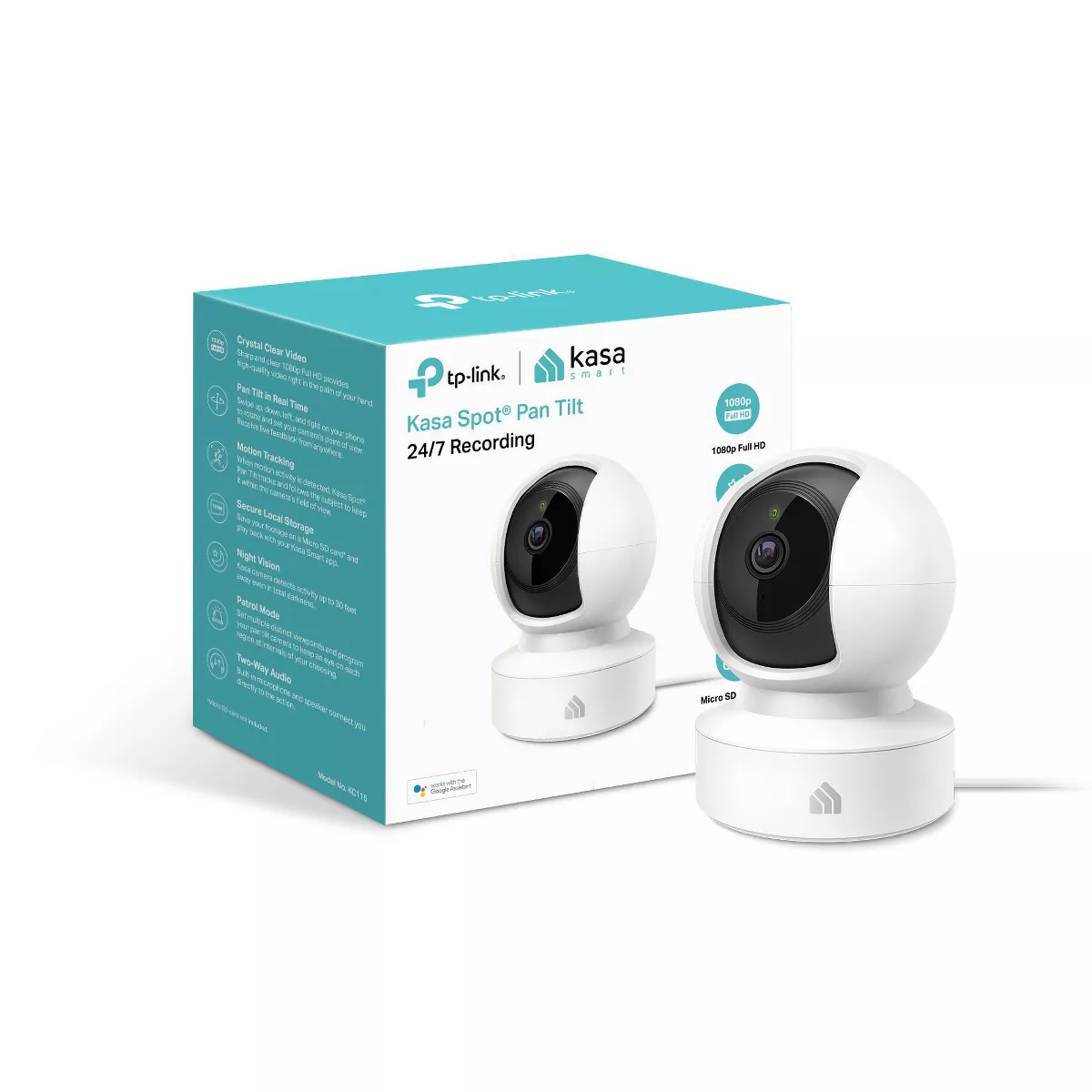 TP-Link Wi-Fi Kasa Spot Pan Tilt with SD Card Storage (KC115)