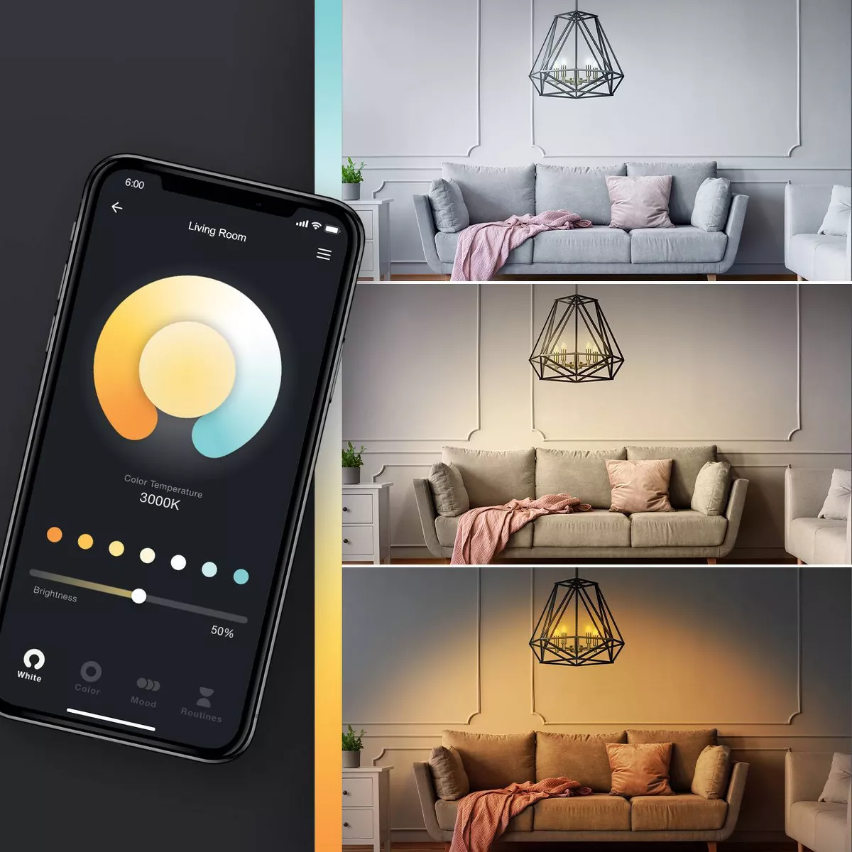 Smart 40W Equivalent Vintage Filament Tunable White LED Wi-Fi Enabled Voice Activated B11 E12 Light Bulb