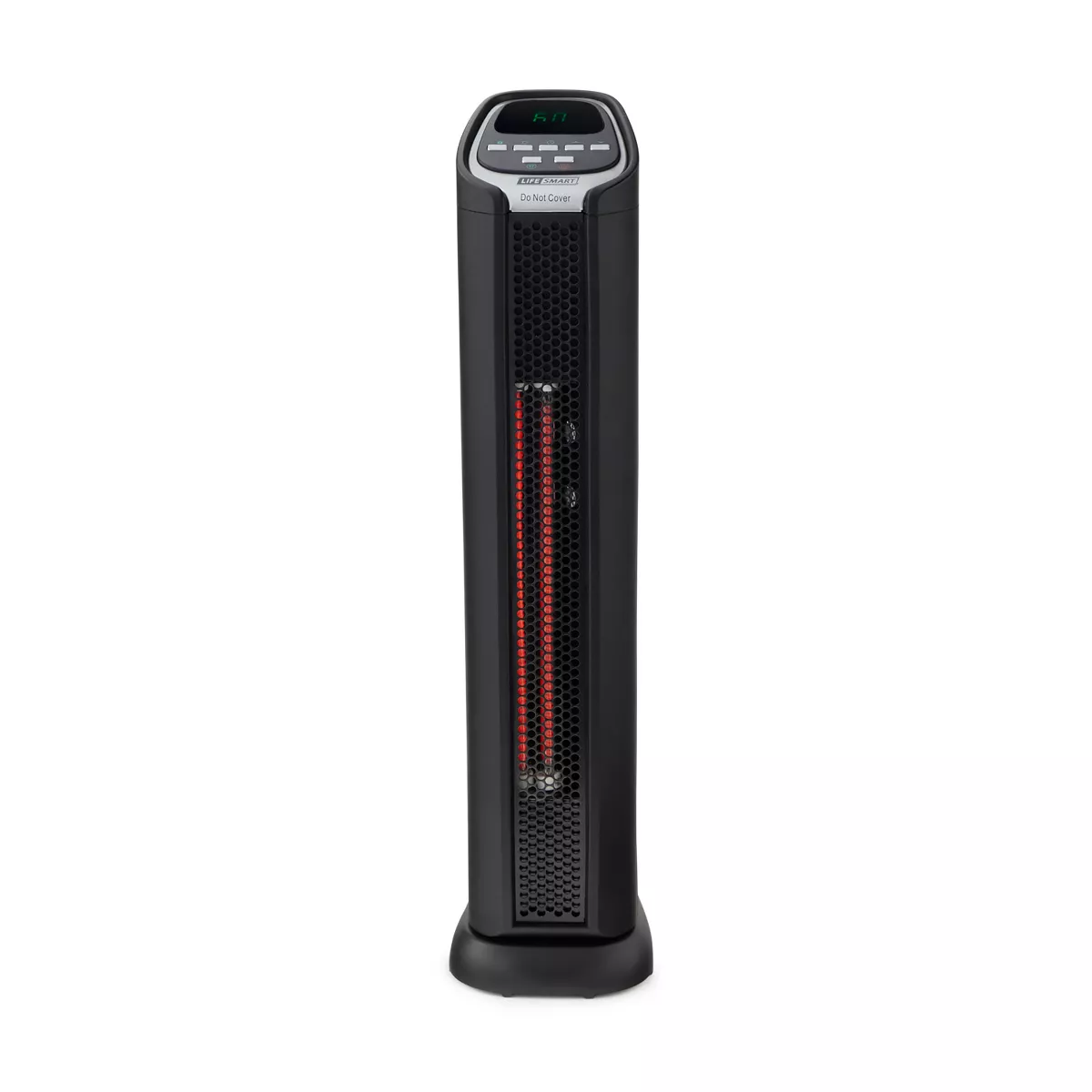 Lifesmart 2 Element Quartz Infrared 24-Inch Electric Portable Tower Indoor Room Space Heater and Fan, Black