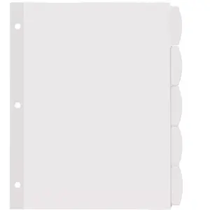Avery Easy Peel White Label Tab Dividers 5-Tab 6/PK White 14432