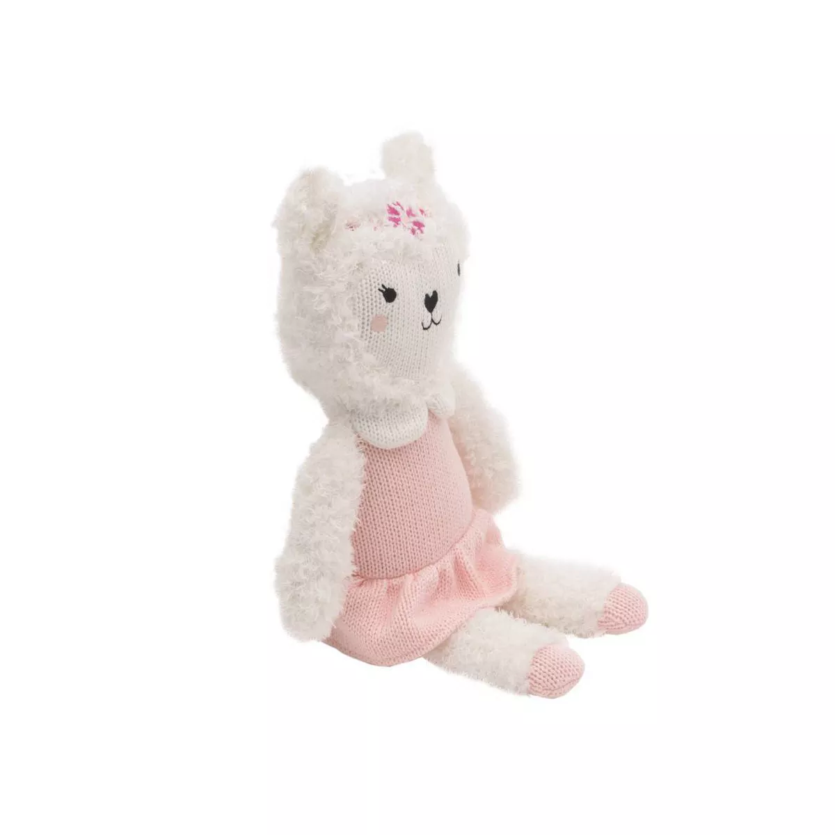 Cuddle Me Lolly The Llama Knit Plush Stuffed Animal - White and Pink