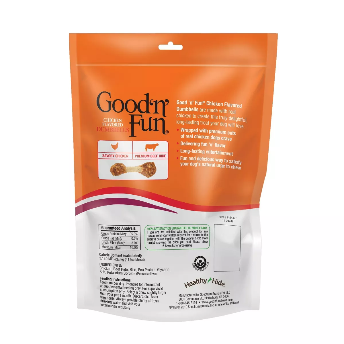 Good 'n' Fun Dumbbell Chicken Rawhide Dog Treats - 4oz