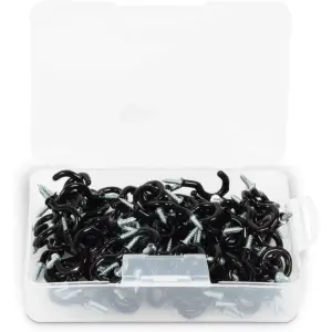 Okuna Outpost 100 Pack Vinyl Coated Screw Eye Hooks, Cup Hook, Black, 1.5