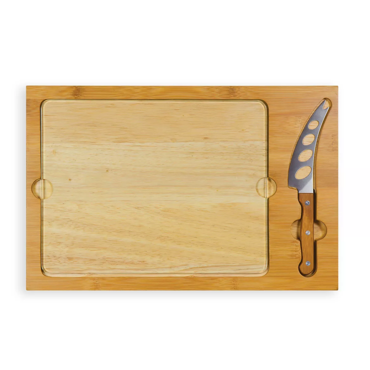Rubberwood and Bamboo Iron Cheese Cutting Board - Picnic Time