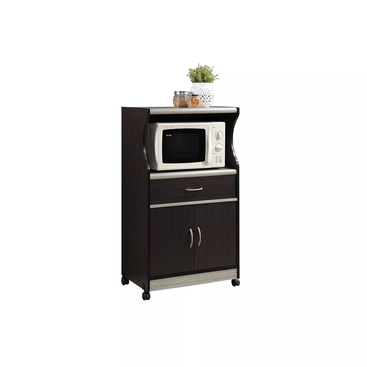 Microwave Kitchen Cart in Chocolate Gray - Hodedah