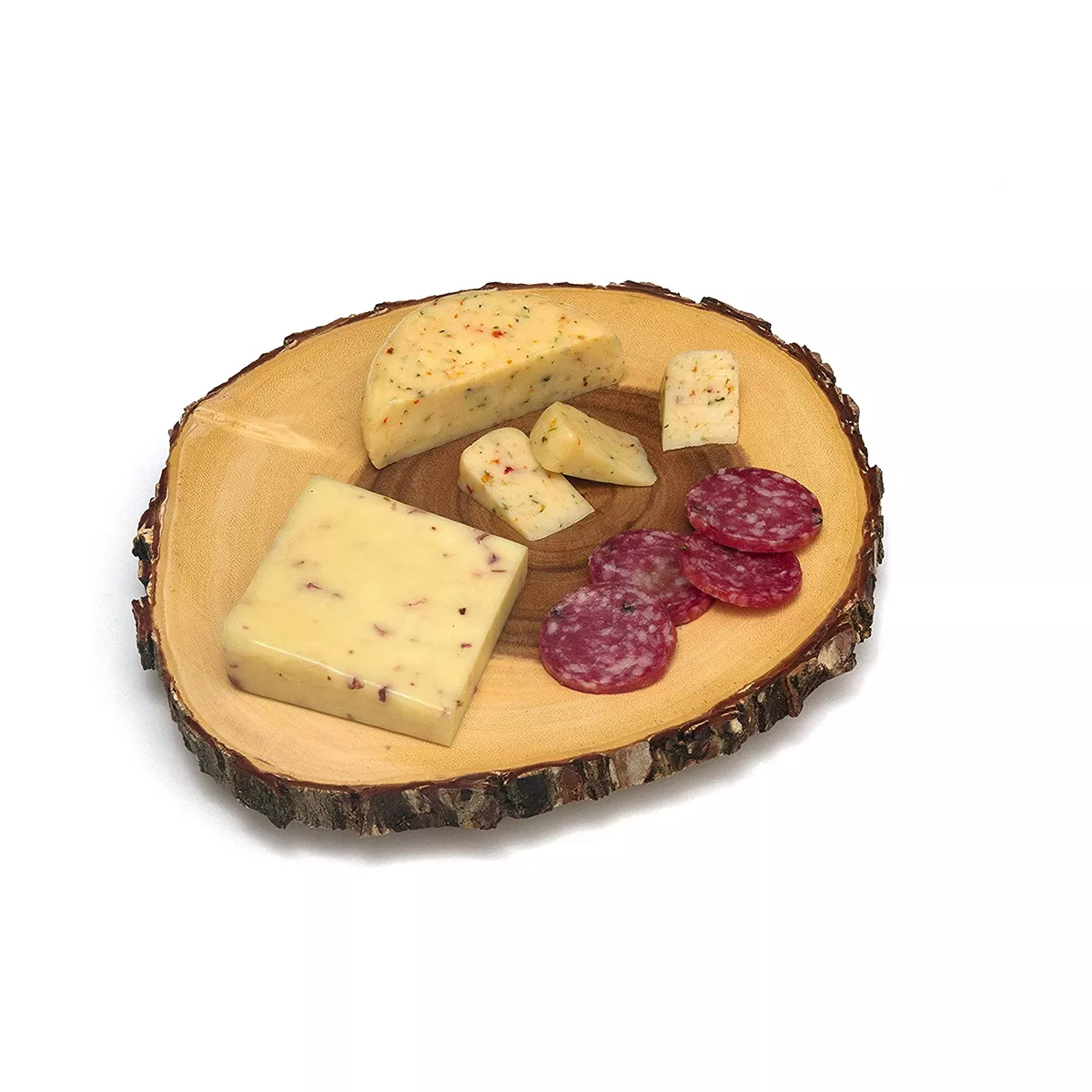 Lipper International 1010 Handcrafted Acacia Tree Bark Footed Server Platter for Cheese, Crackers, and Hors D'oeuvres, Small