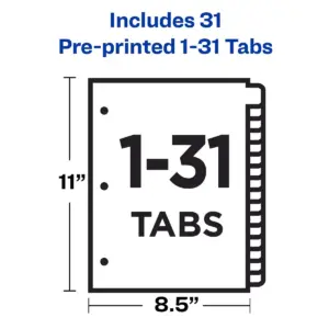 Avery Red Lthr Tab Dividers Printed 1-31 8-1/2