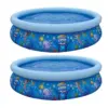 JLeisure Sun Club 17788 6.75 Foot x 18.5 Inch 2 to 3 Person Capacity Sea World 3D Above Ground Kid Inflatable Outdoor Backyard Pool, Blue (2 Pack)