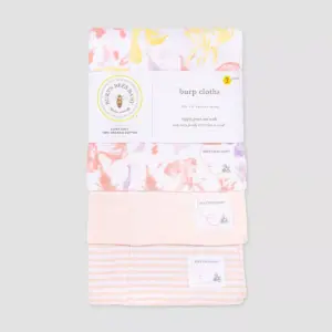 Burt's Bees Baby® Baby Girls' 3pk Organic Cotton Elephants Burp Cloth Set - Pink