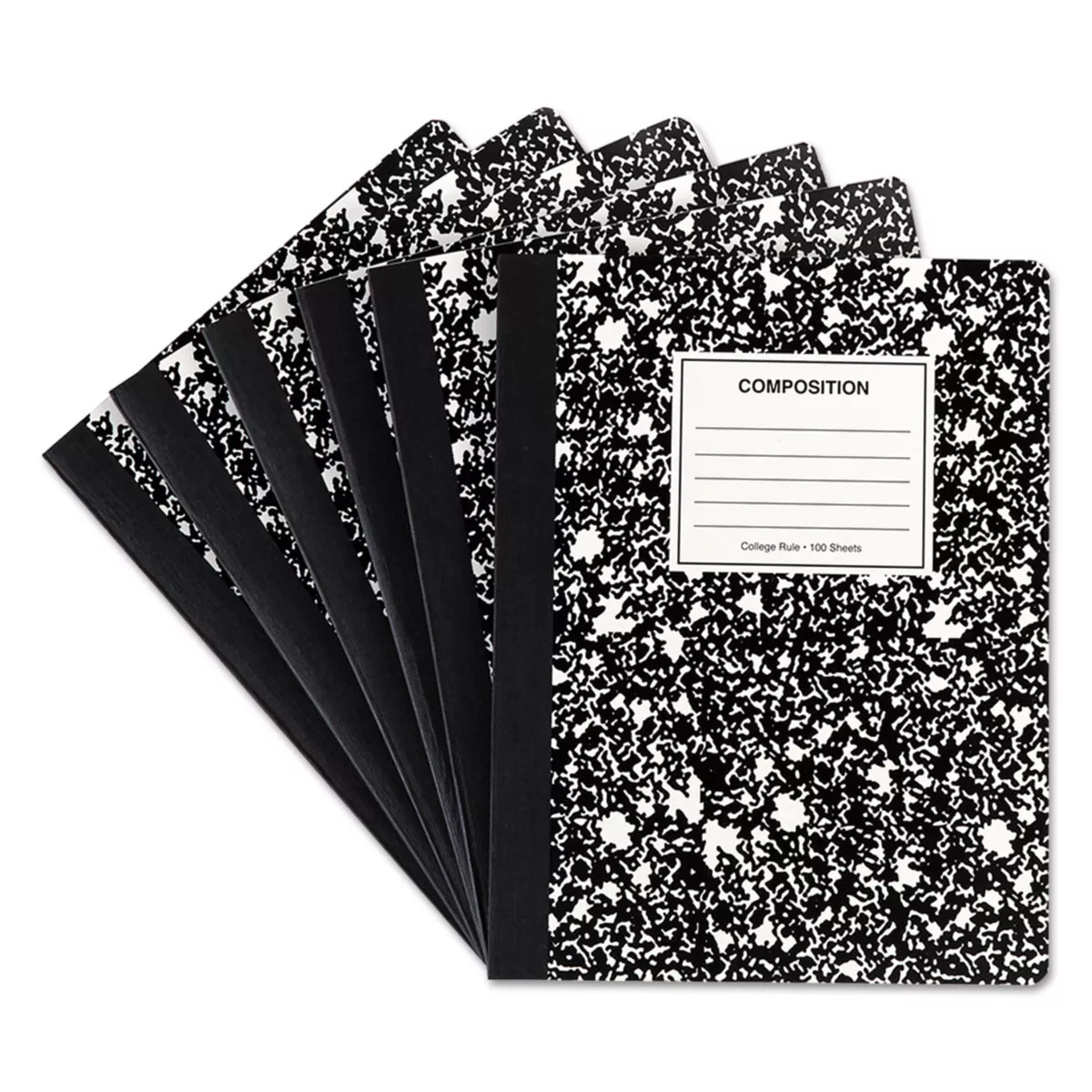 UNIVERSAL Composition Book College Rule 9 3/4 x 7 1/2 White 100 Sheets 6/Pack 20946