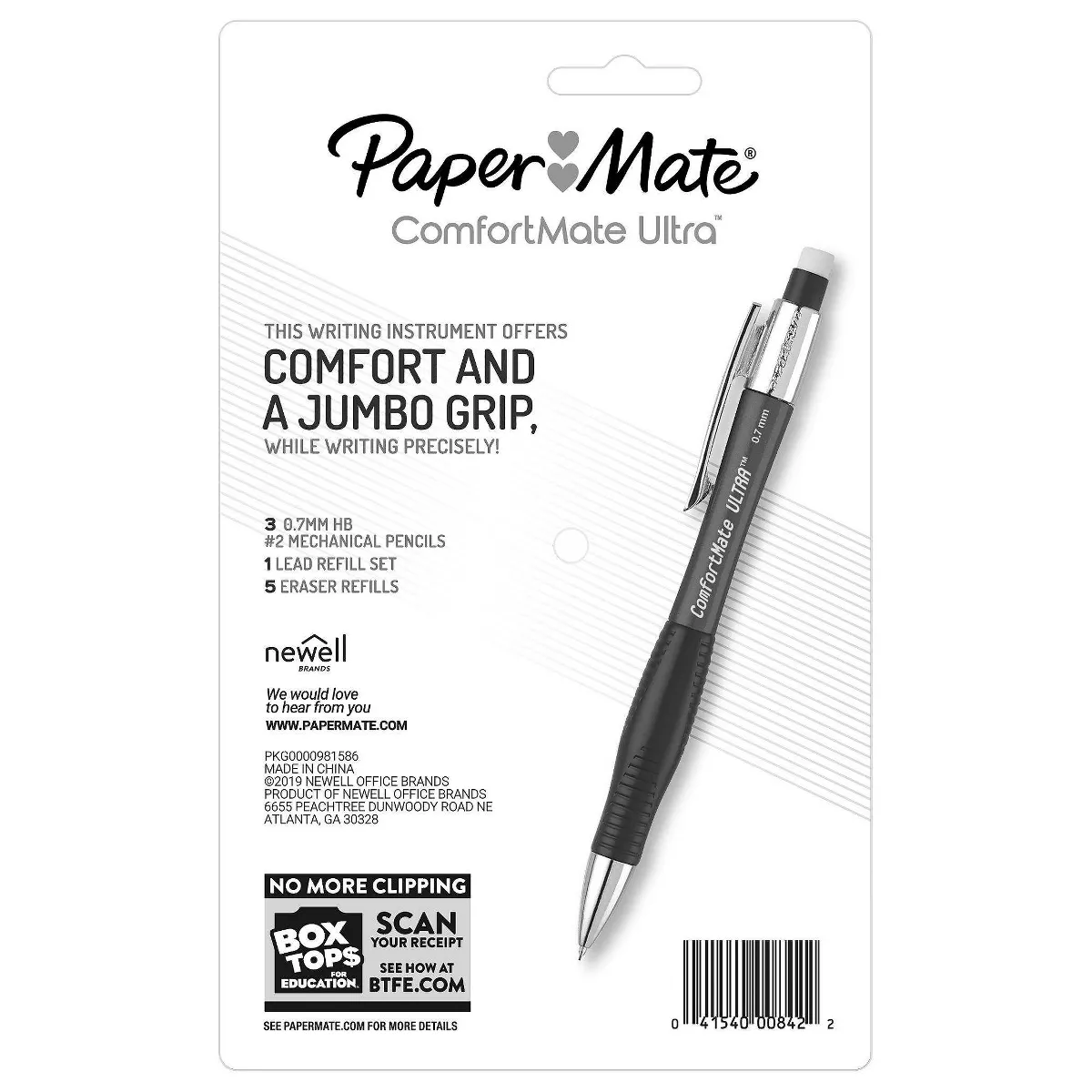 3pk #2 Mechanical Pencils with Lead/Eraser Refill Comfortmate Ultra .7mm Multicolor - PaperMate