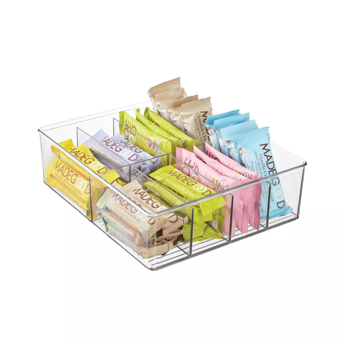 mDesign Plastic Kitchen Food Storage Organizer Bin Caddy, 8 Sections - Clear