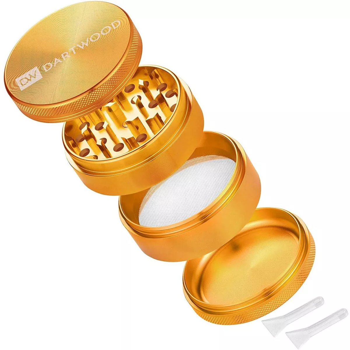 Dartwood 2.5” Aluminum Alloy Spice Herb Grinder with Pollen Scraper and Magnetic Lid