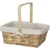 Vintiquewise 12 Inch Rectangular Woodchip Picnic Basket Lined with White Fabric