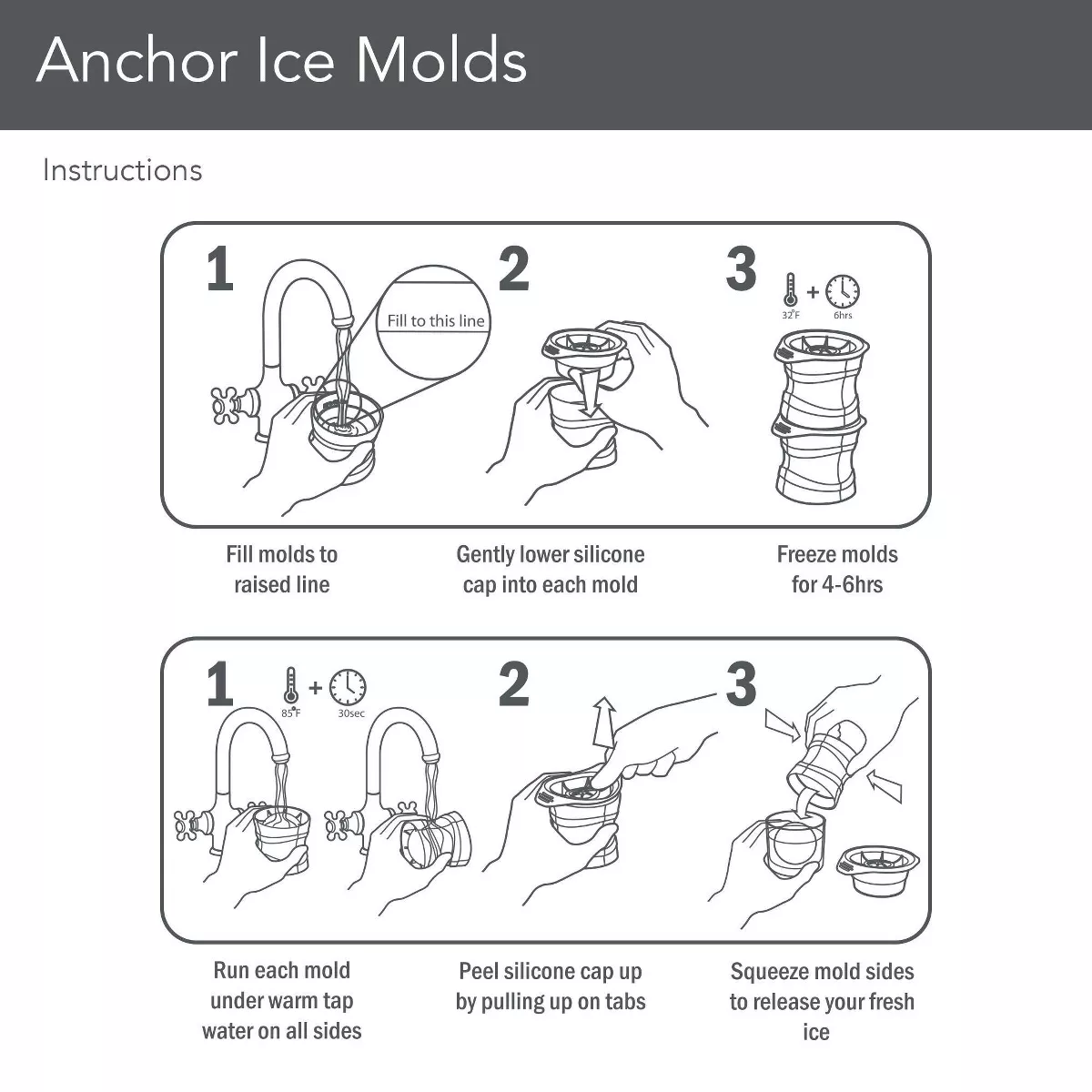 Tovolo Anchor Ice Molds (Set of 2) Charcoal