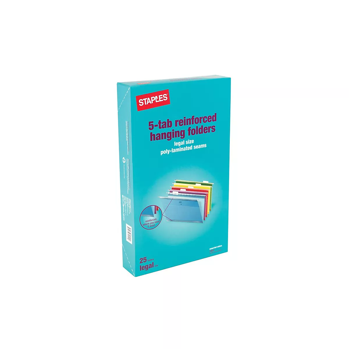 Staples Reinf. Hang. File Folders 5 Tab Lgl. Asst. 25/BX TR18657/18657