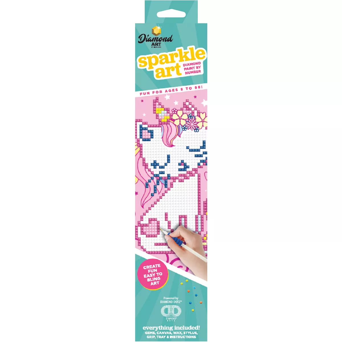 Leisure Arts Sparkle Art Diamond Paint Kit 10.63"X10.63"-Uni-Kitty Pink