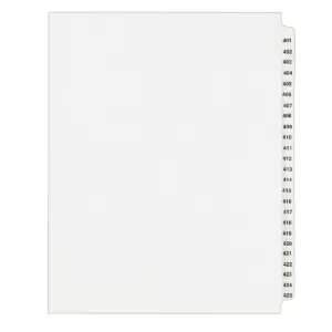 Avery-Style Legal Exhibit Side Tab Divider Title: 401-425 Letter White 01346