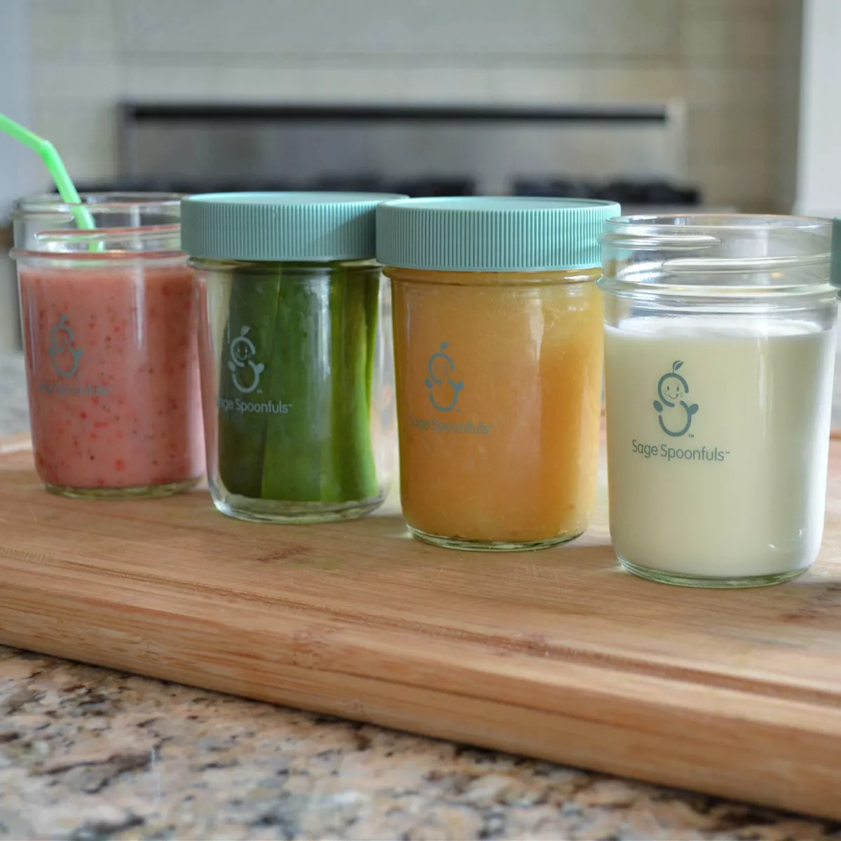 Sage Spoonfuls Glass Snack Jars 4pk Baby Food Storage Container - Clear - 8oz