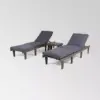 Ariana 3pc Acacia Wood Chaise Lounge Set - Gray/Dark Gray - Christopher Knight Home