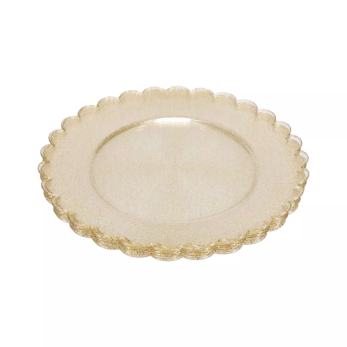 8ct Scalloped Dinner Paper Plates Gold Glitter - Spritz™