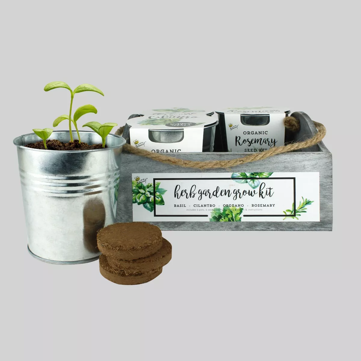 4 Organic Herb Garden Grow Kit - Buzzy Seeds