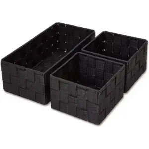 Set of 4 Black Drawer Dividers, Square Closet Drawer Organizer Storage Basket Box Bin, 3 Sizes