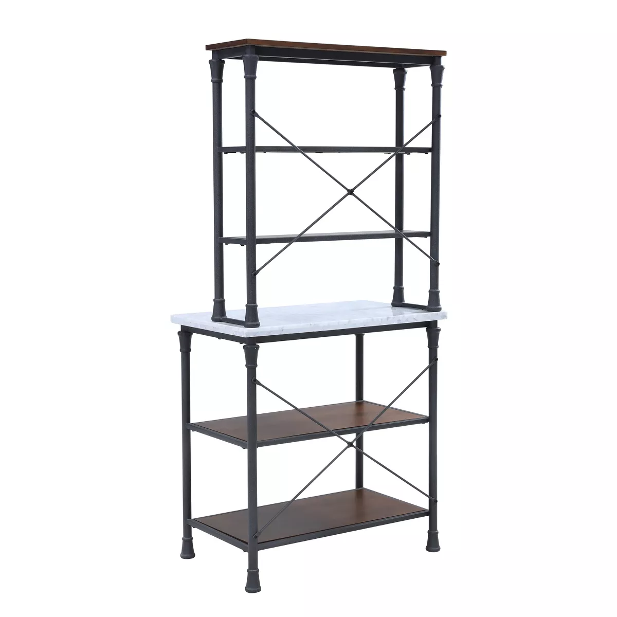 Wright Bakers Rack Rustic Gray With Dark Distressed Pine - Aiden Lane