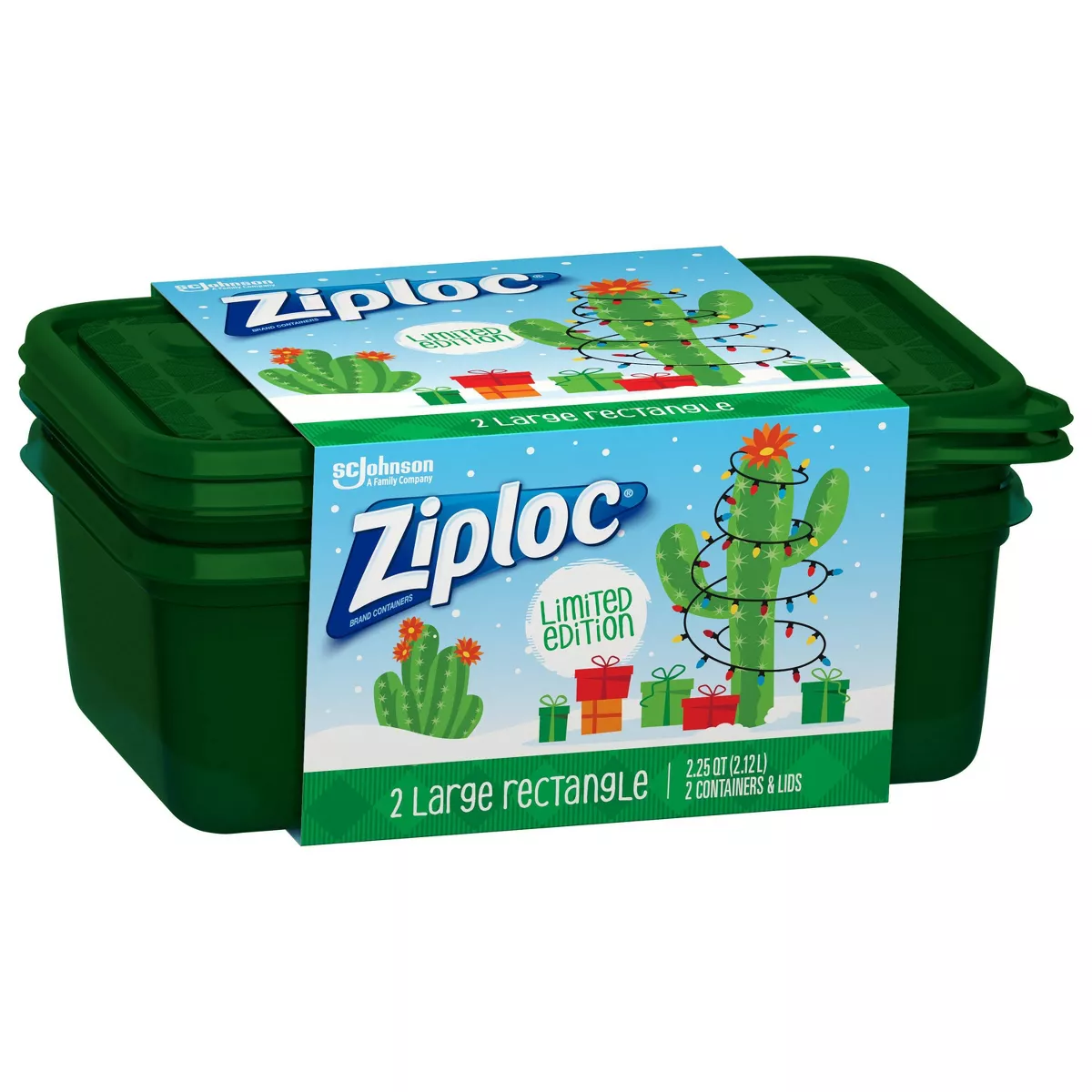 Ziploc Holiday Large Rectangle Storage Containers - Green - 2ct