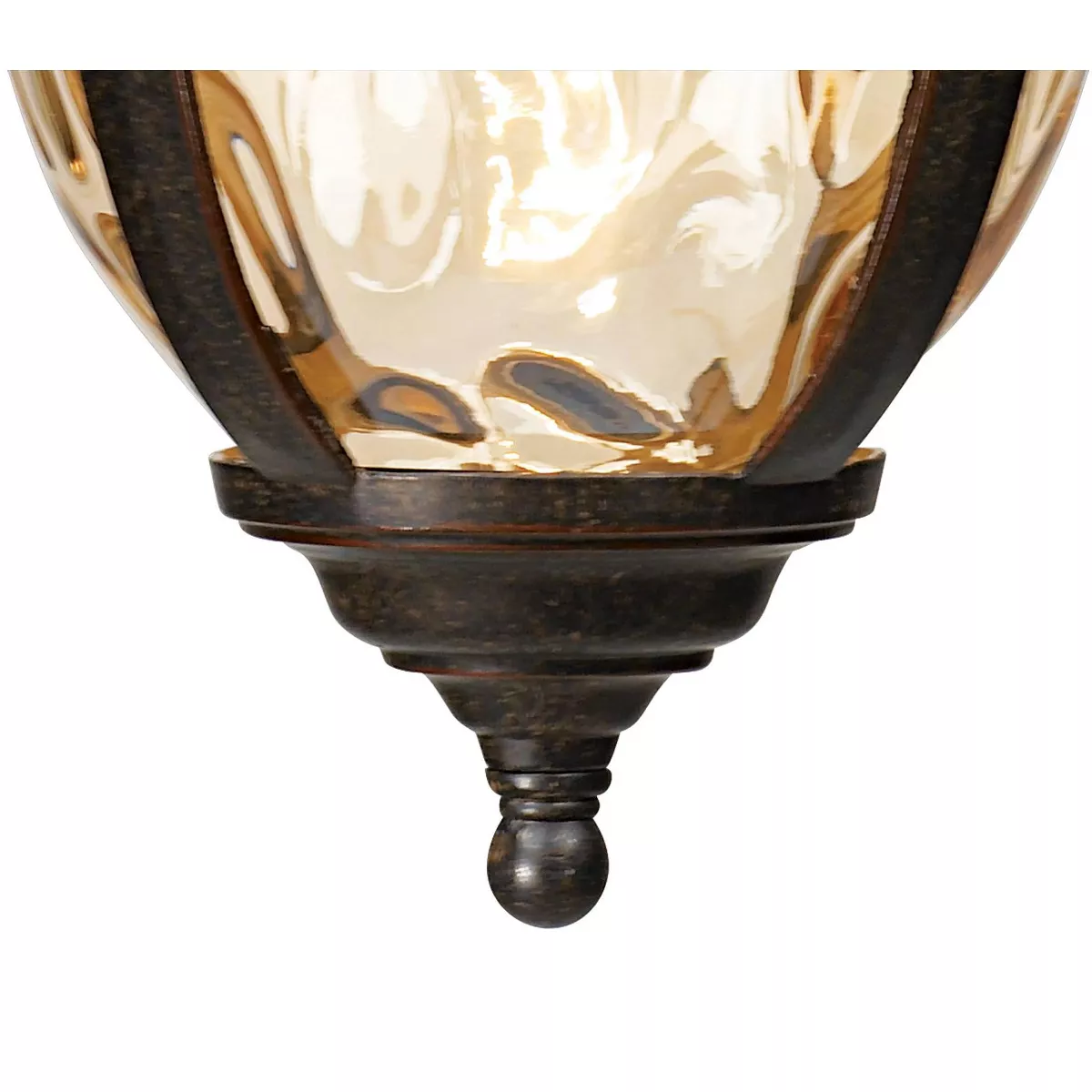 John Timberland Rustic Outdoor Ceiling Light Bronze 18" Hammered Glass for Exterior Entryway Proch
