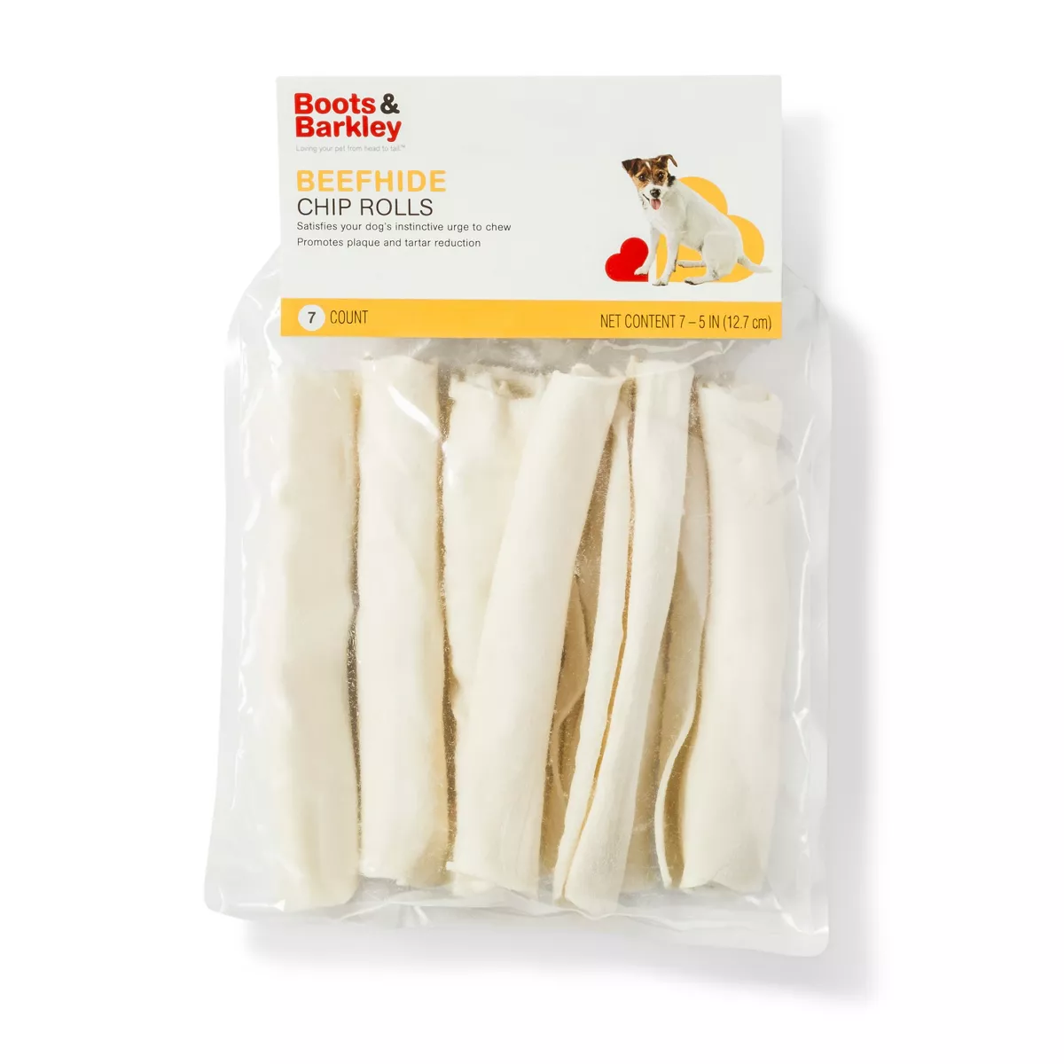 Natural Beefhide Chip Rolls Rawhide Dog Treats - 7ct - Boots & Barkley™