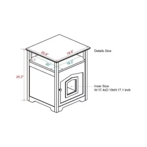 Arf Pets Designer Enclosed Cat Litter Box Furniture House with Table, Cat Washroom Hidden House Enclosure, White