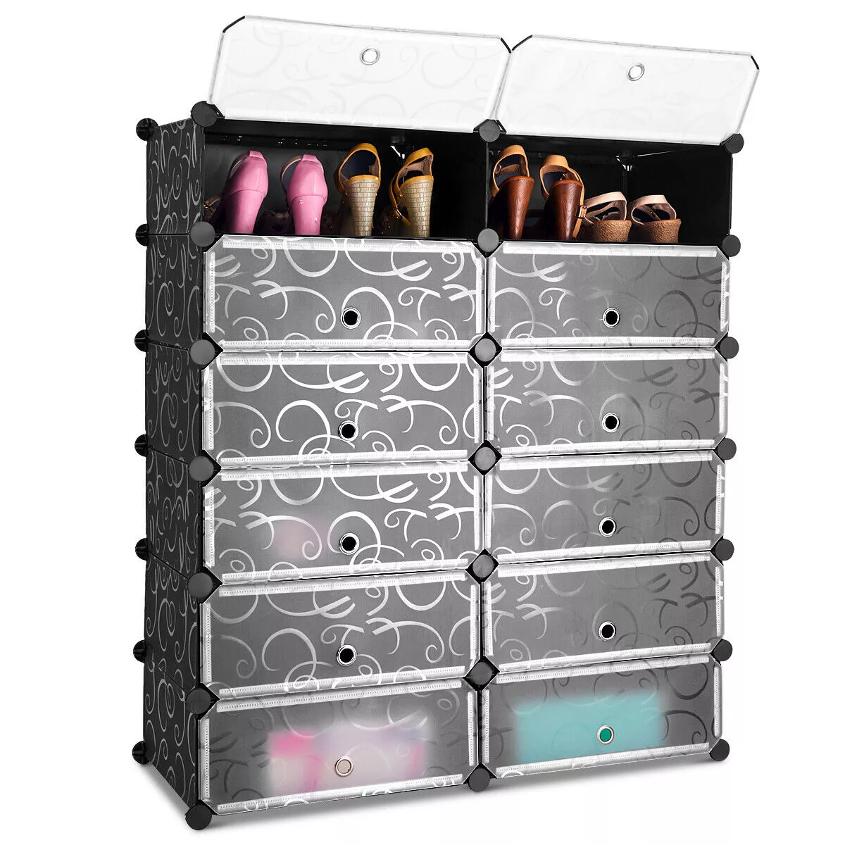 Costway 12 Cubic Portable Shoe Rack Shelf Cabinet Storage Closet Organizer Home Furni