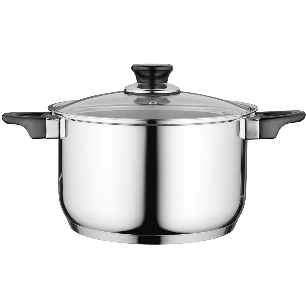 BergHOFF Essentials Gourmet 7Pc 18/10 Stainless Steel Cookware Set, Black Handles