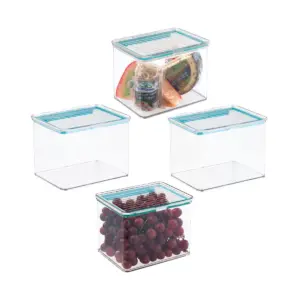 mDesign Airtight Stackable Food Storage Container, 2 Quarts, 4 Pack - Clear