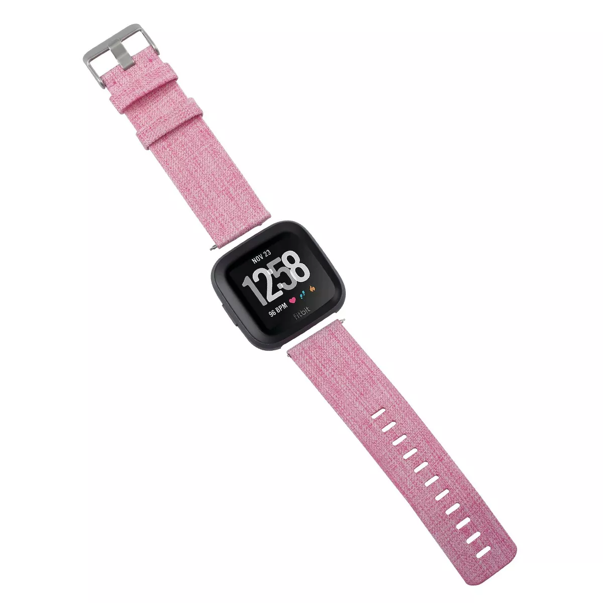 Insten Canvas Woven Fabric Band for Fitbit Versa 2 / 1 / Lite / SE, Replacement Strap, Rose Red