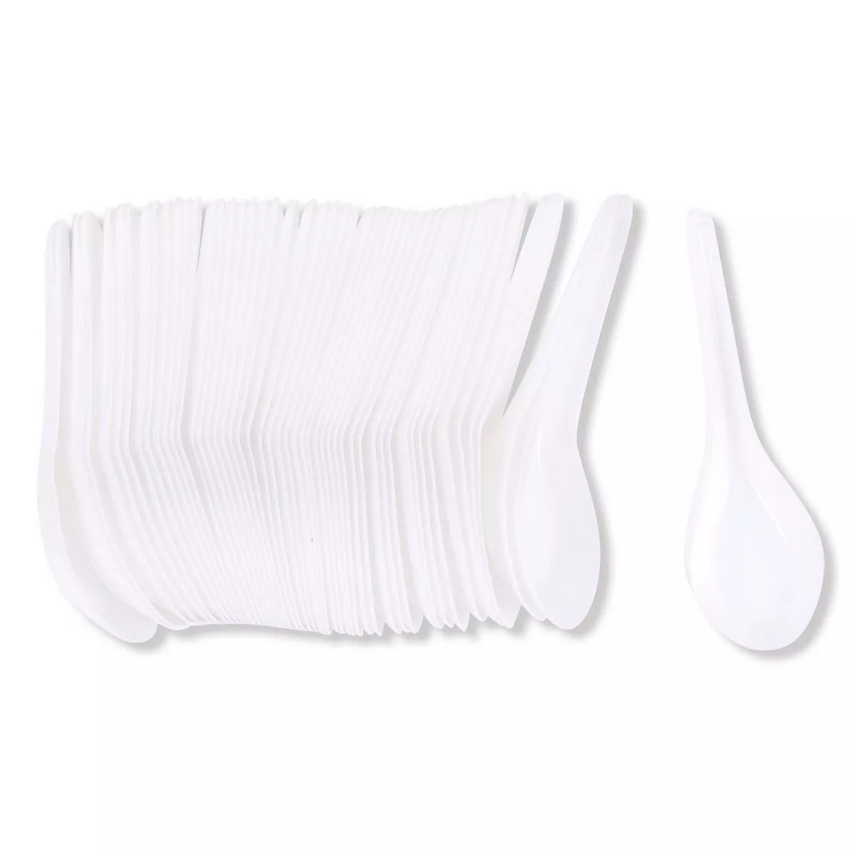 500-Pack Chinese Spoons - Disposable Chinese Soup Spoons - Plastic Asian Spoons for Soups, 5.4 x 1.5 Inches, White