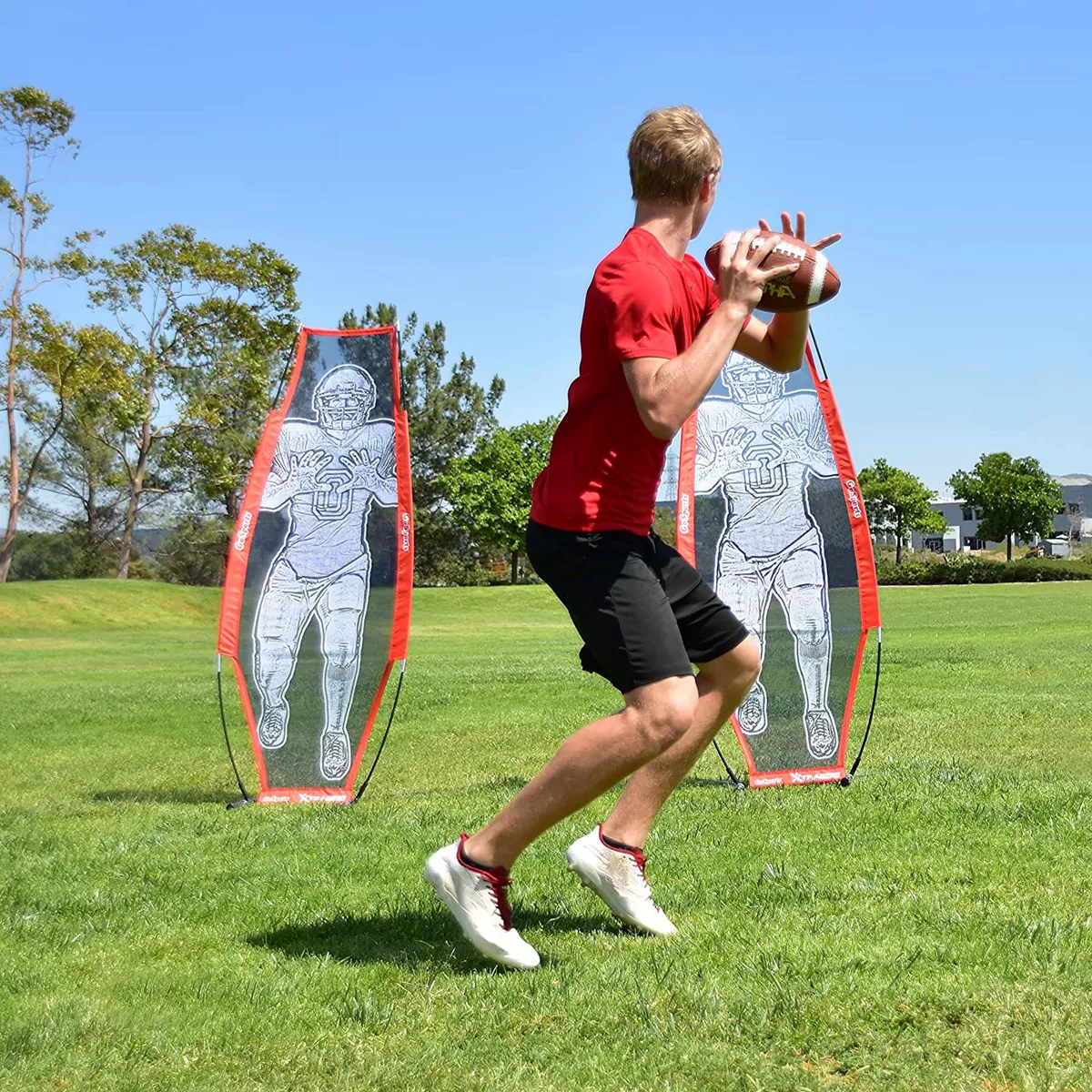 GoSports Xtraman 76 Inch Quarterback Football Accuracy and Footwork Training Dummy Defender Mannequin with Portable Carrying Case