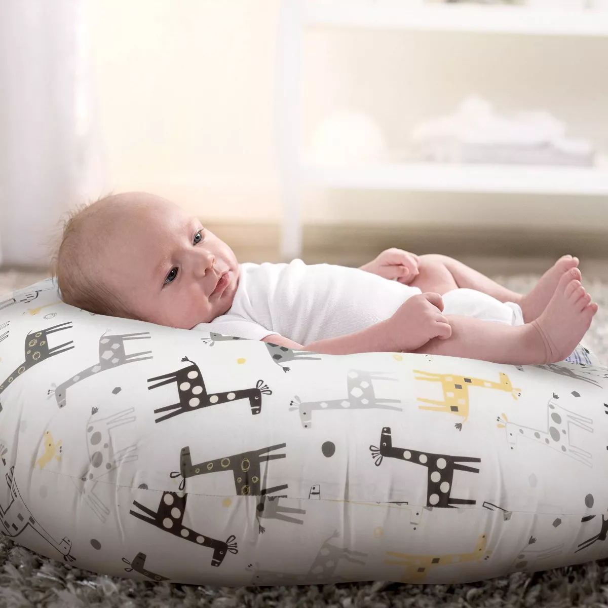 Boppy Original Newborn Lounger - Gray/Gold Giraffe