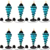 Sunnydaze Outdoor Tabletop Glass and Metal Swirl Patio Table and Lawn Citronella Torch Set - Blue - 8pk