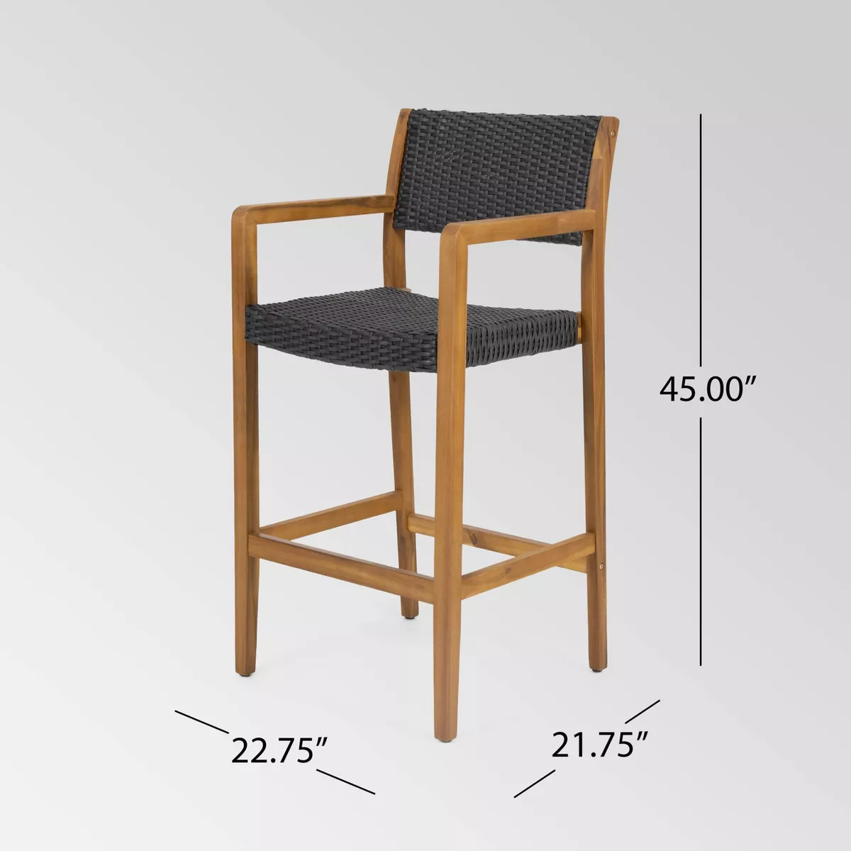 Genesee 2pk Acacia Wood Bar Stools - Teak/Black - Christopher Knight Home