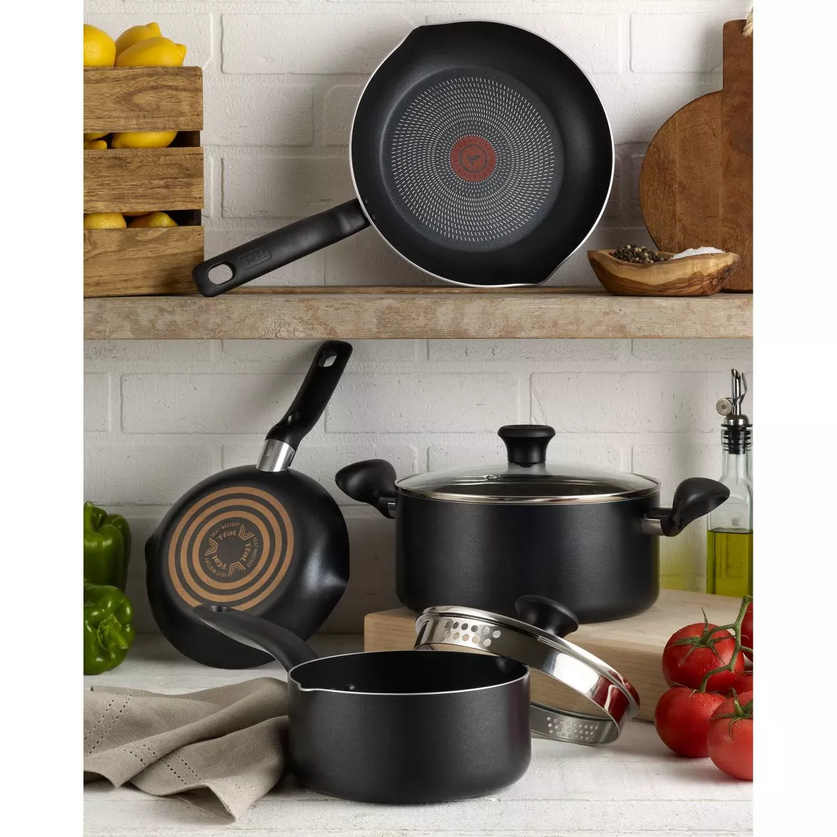 T-fal Simply Cook Nonstick Cookware, 20pc Set, Black