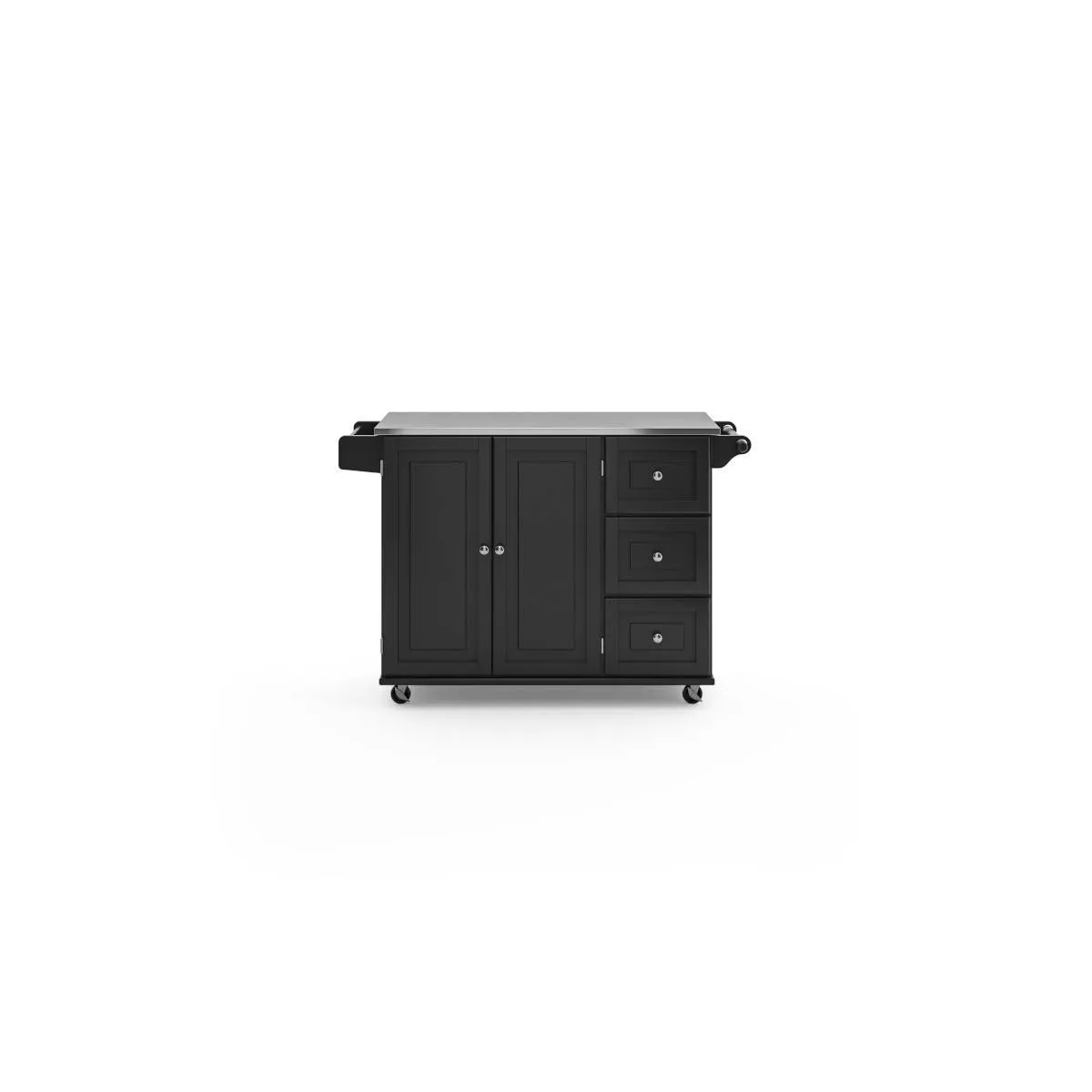 Liberty Kitchen Cart with Stainless Steel Top Black - Home Styles