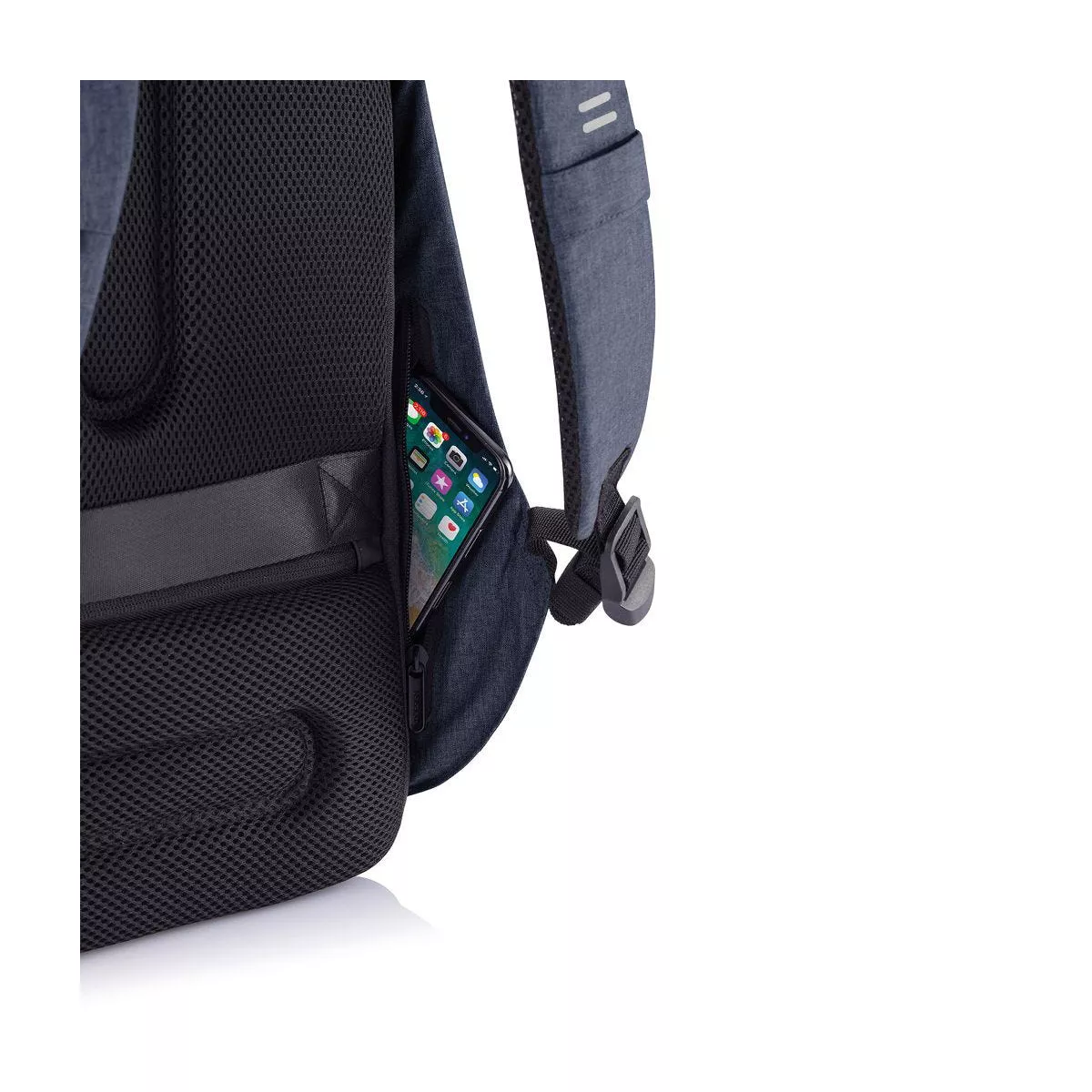 XD Design Bobby Hero Regular Anti Theft Waterproof Travel Laptop Backpack with Integrated USB Charging Port and Sunglasses Holder, Navy Blue